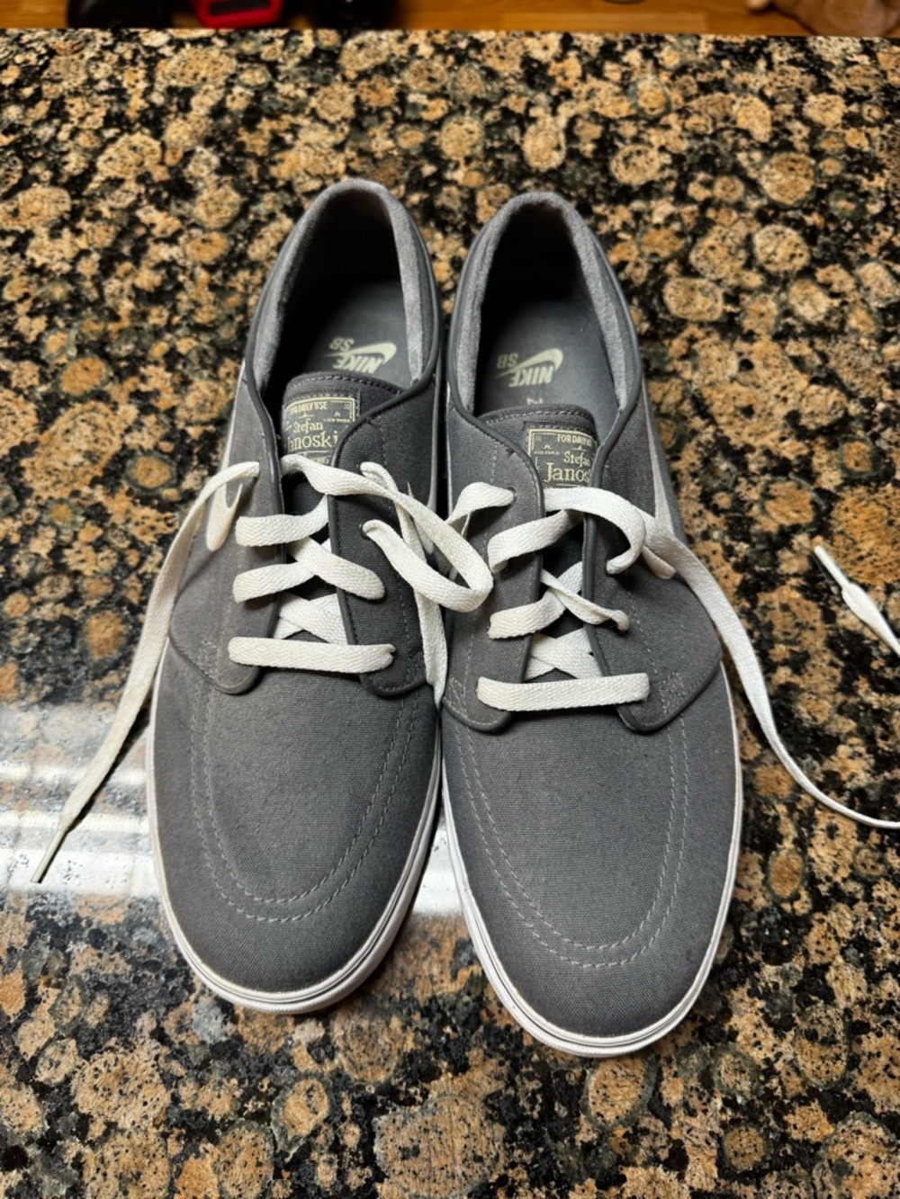 Nike Gray Canvas Skate Sneakers with White Laces